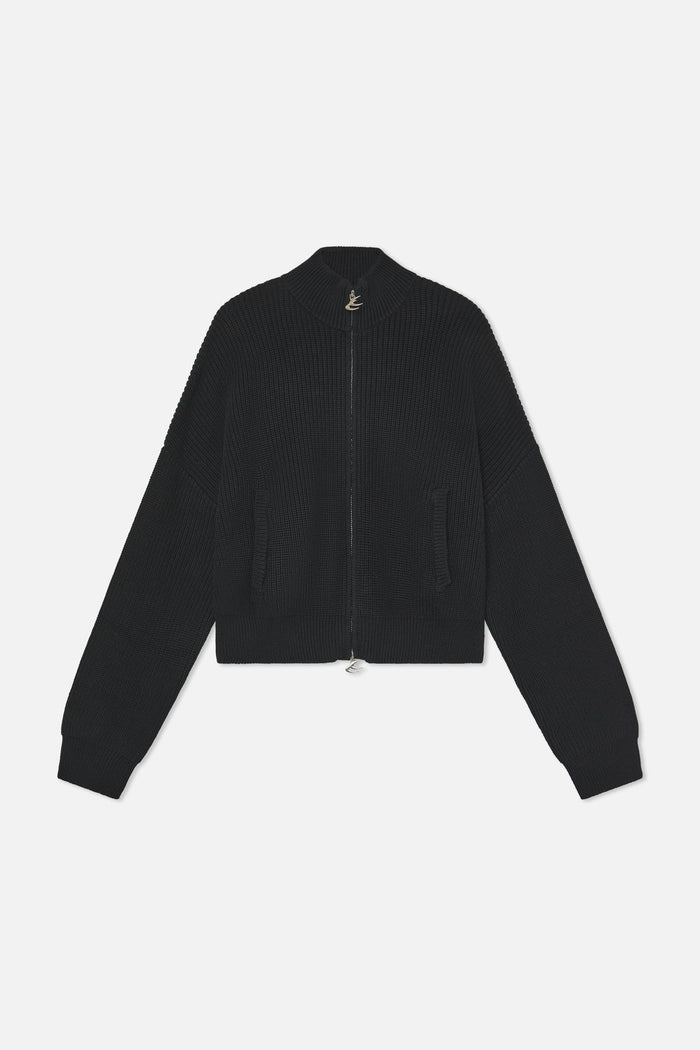 Delore Black Knit Zipper