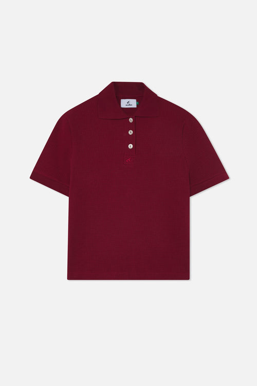 Polo gofrado color burdeos
