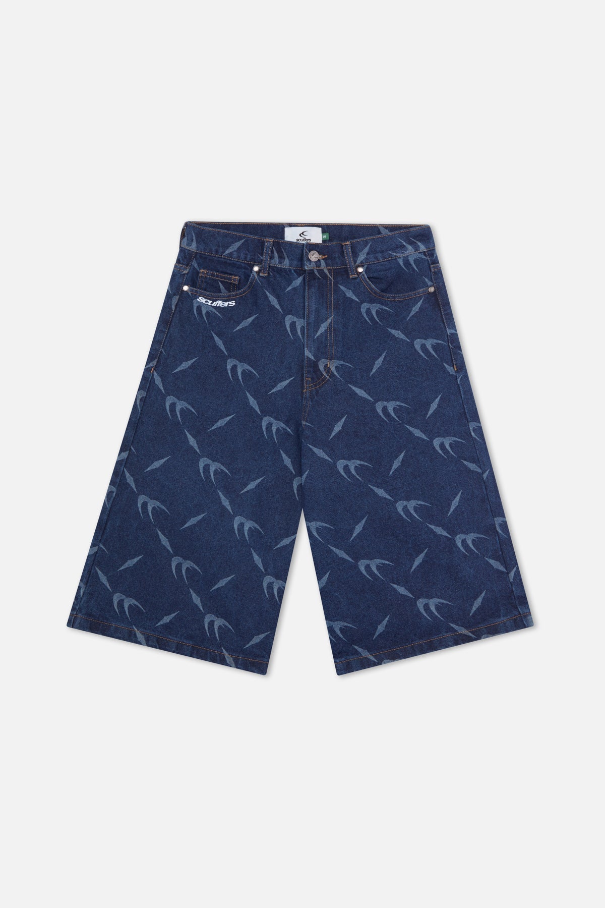 Jorts plateados azul oscuro