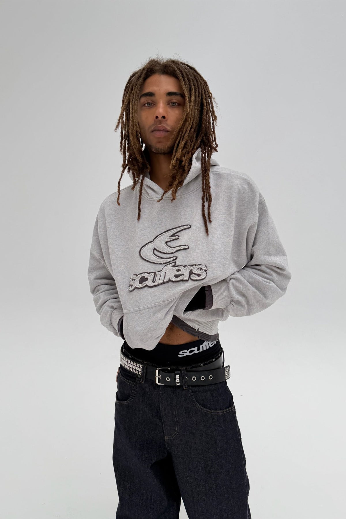 Sudadera con capucha gris claro doble