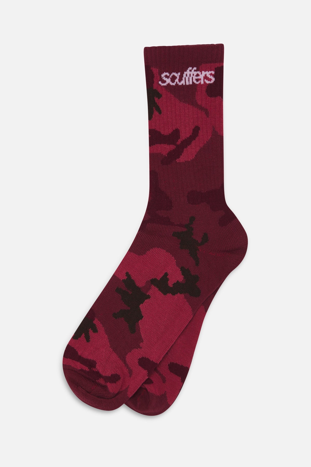Calcetines color burdeos camuflados