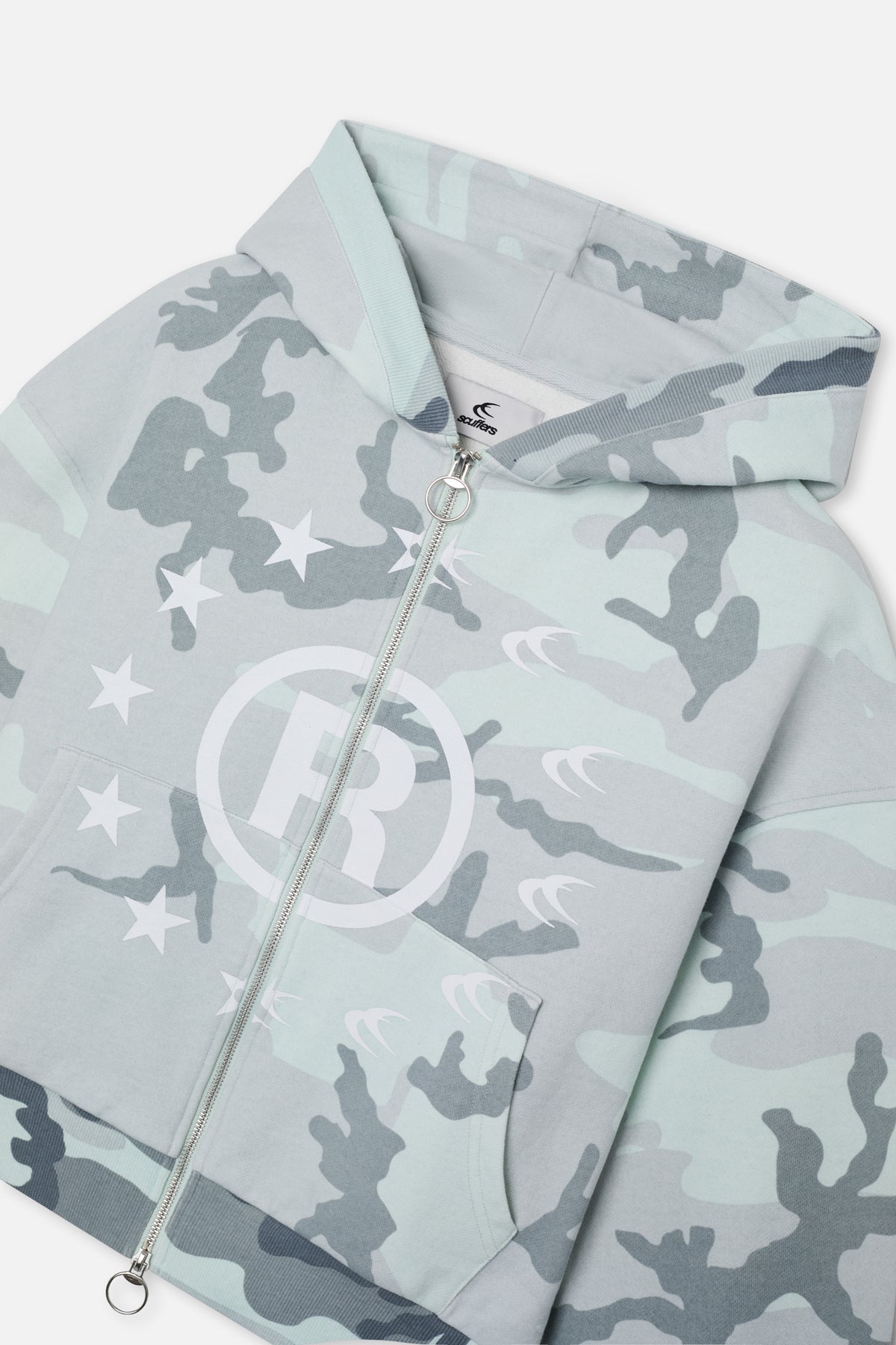 Cremallera de camuflaje gris confuso