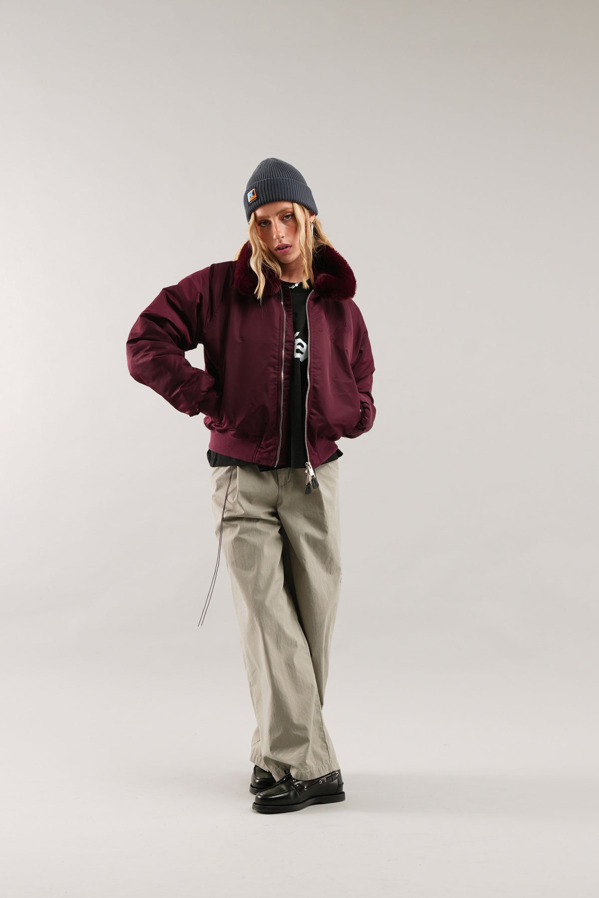 Chaqueta Bomber Borgoña SCFF