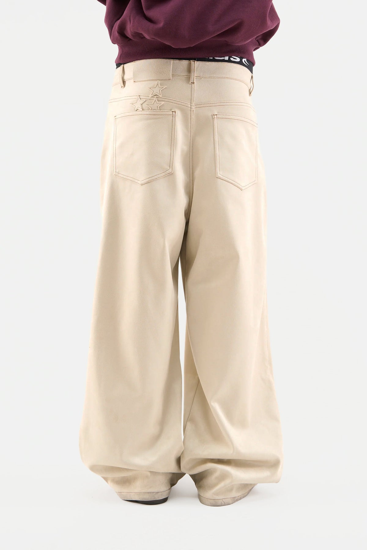 Pantalones Anchos Grises de Gamuza