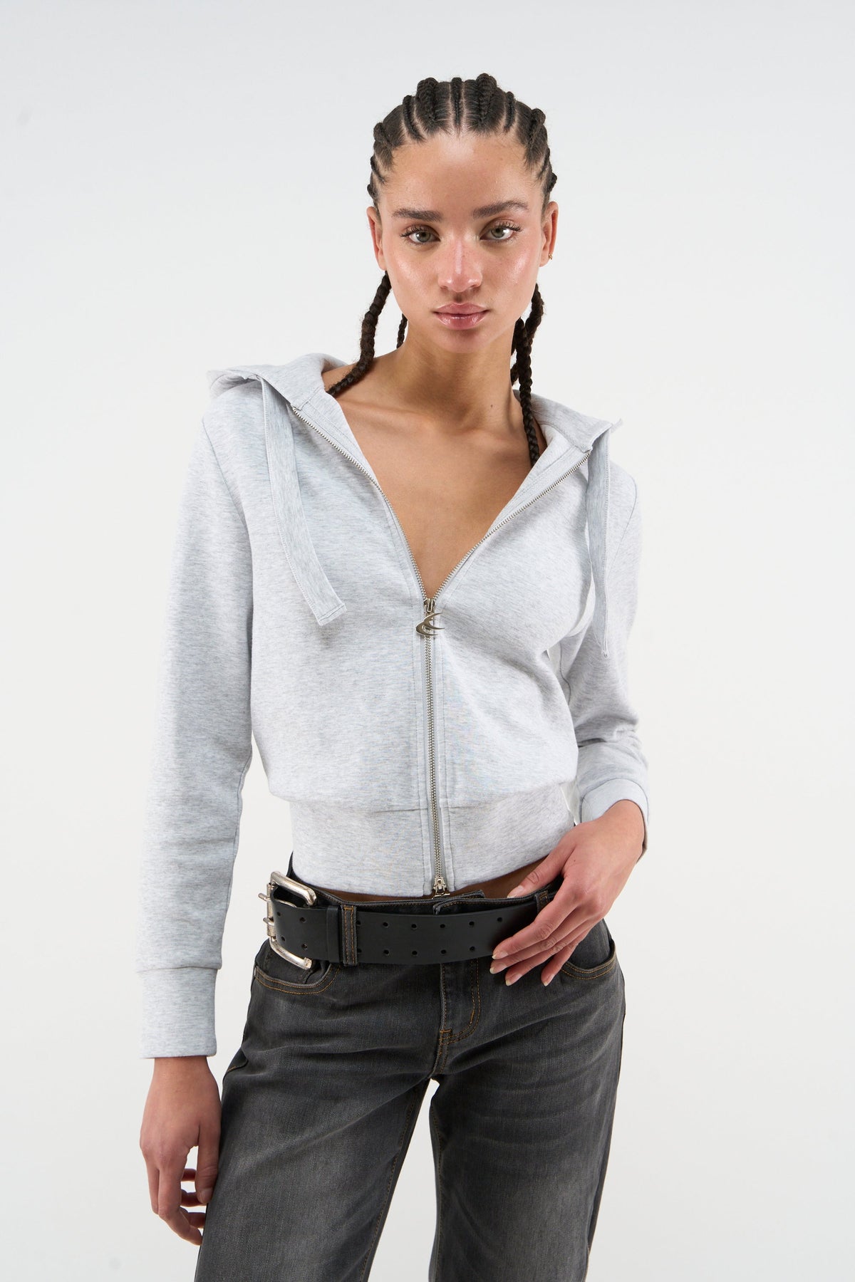 Chaqueta melange gris acogedora