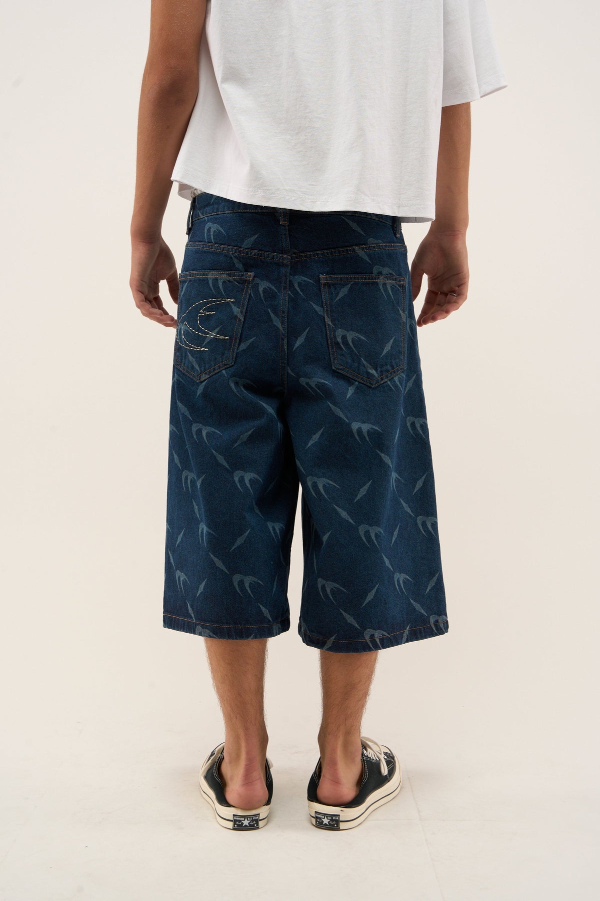 Jorts plateados azul oscuro