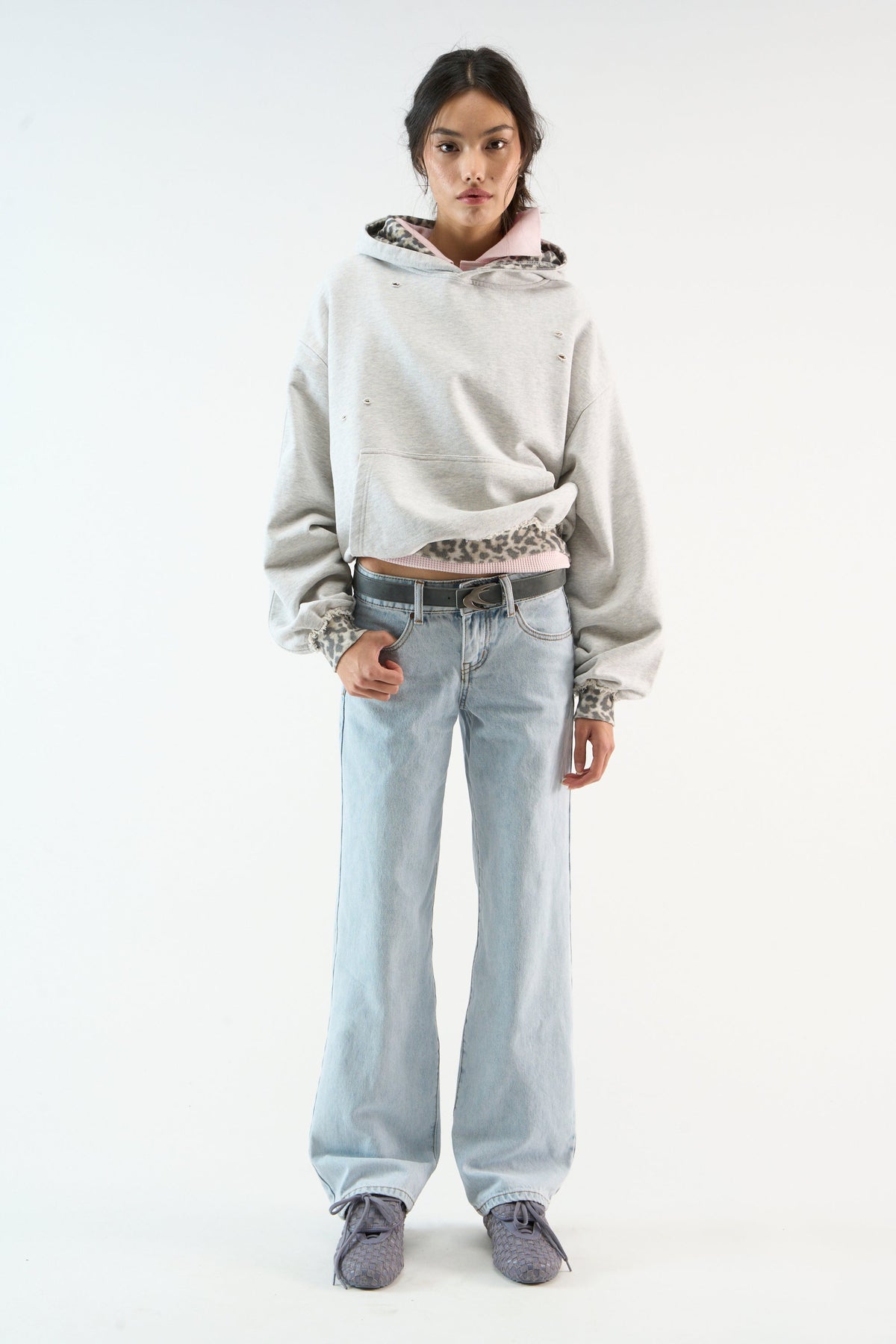 Sudadera con capucha Leo gris melange