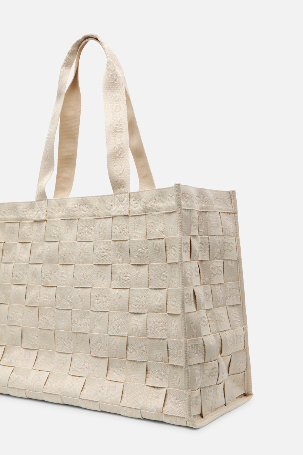 Bolso tote de tela cruda nacarado
