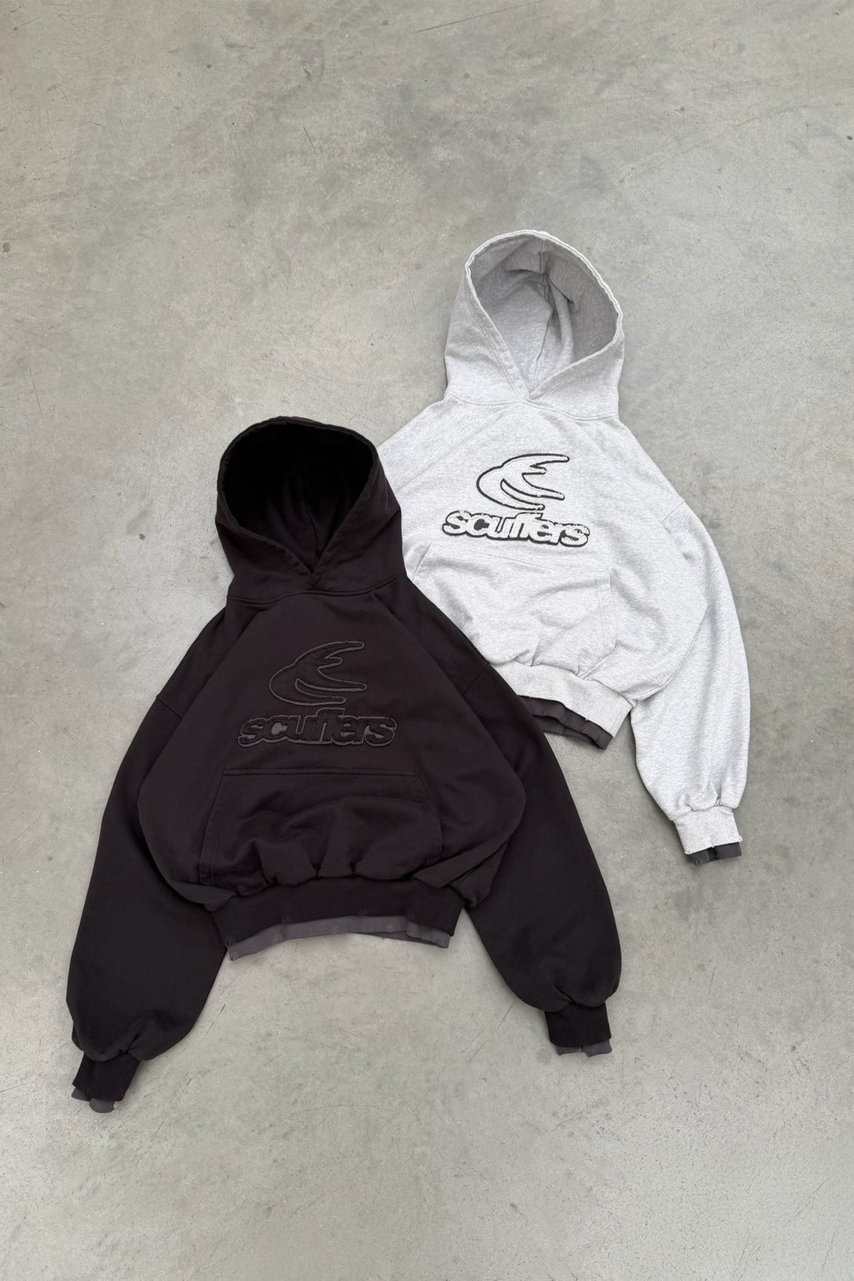 Sudadera con capucha gris claro doble