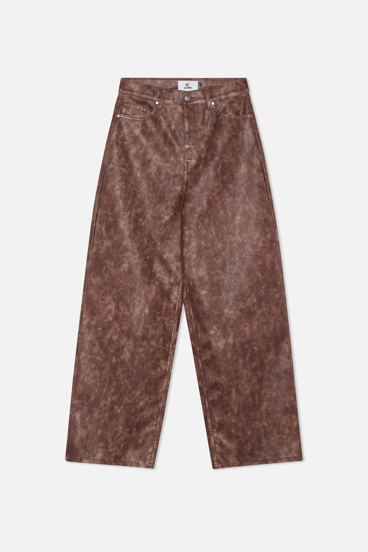 Pantalones Jumbo Color Marrón Cuero