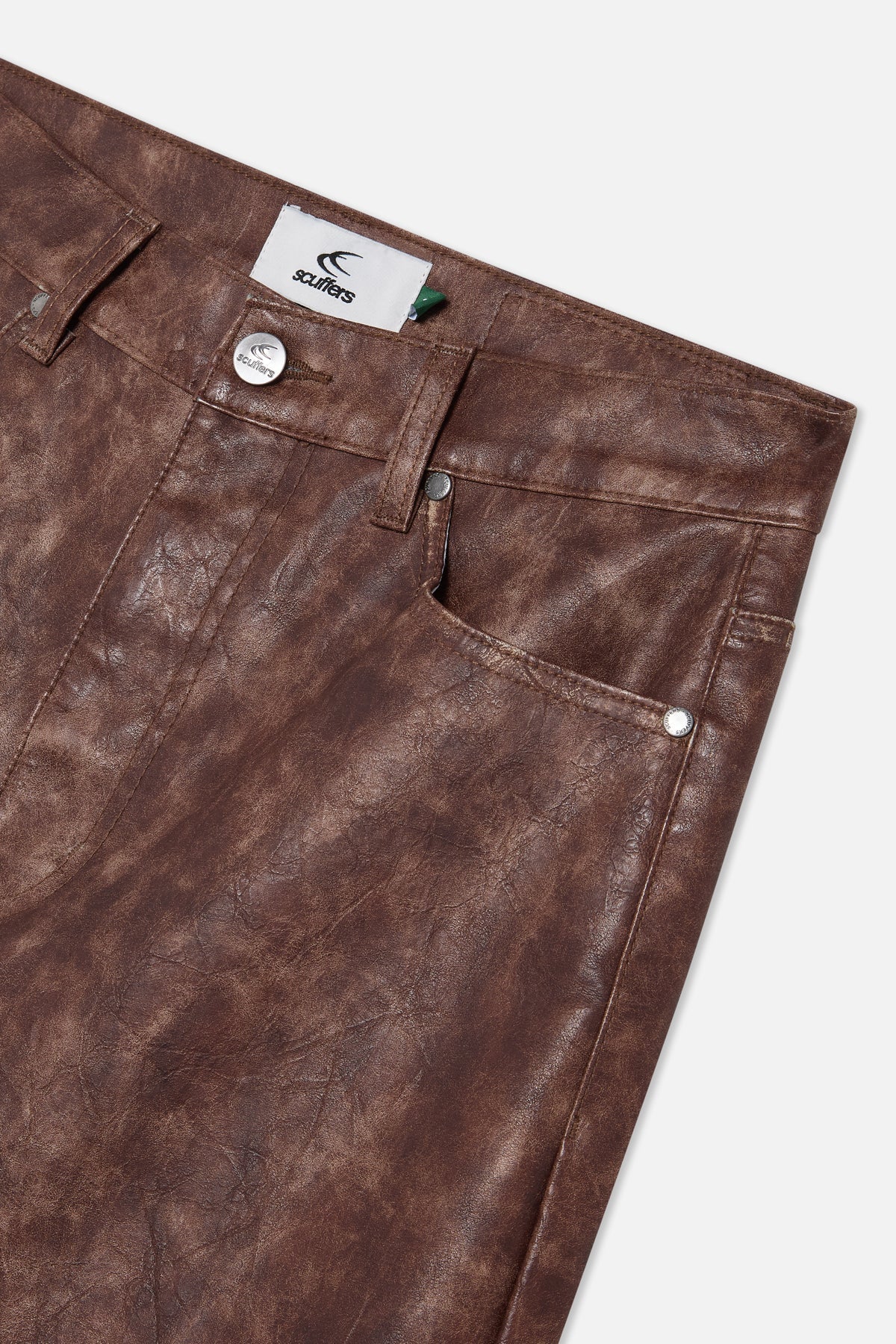 Pantalones Jumbo Color Marrón Cuero