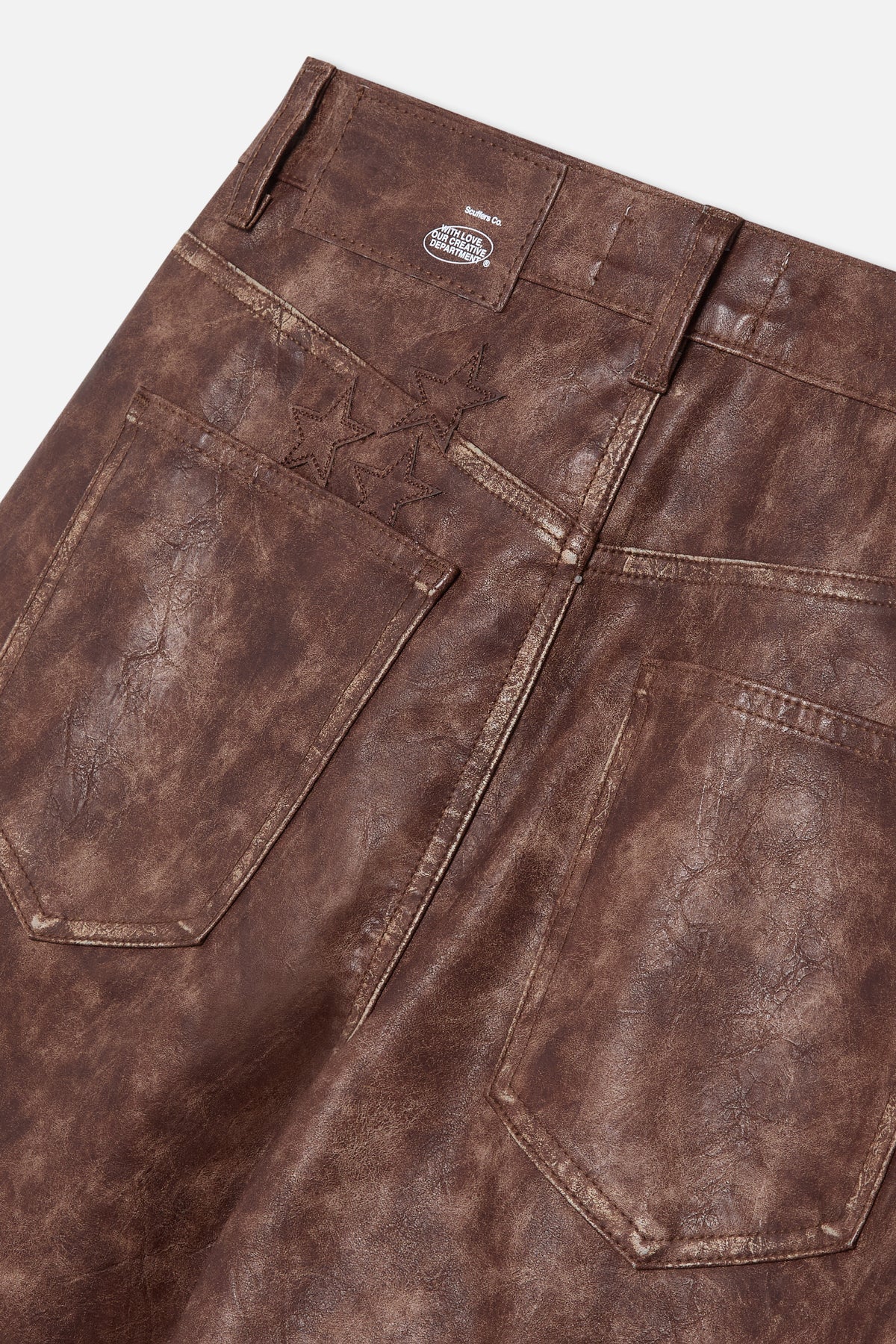 Pantalones Jumbo Color Marrón Cuero